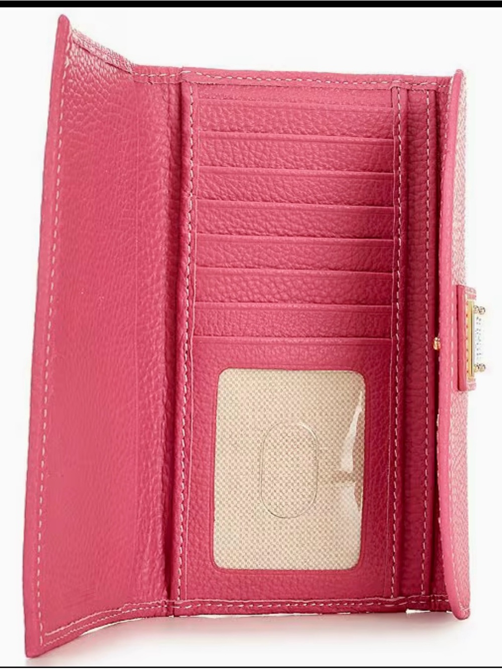 New Dooney & Bourke Fuchsia Pink Pebble Leather Lucca Continental Wallet - Picture 6 of 6